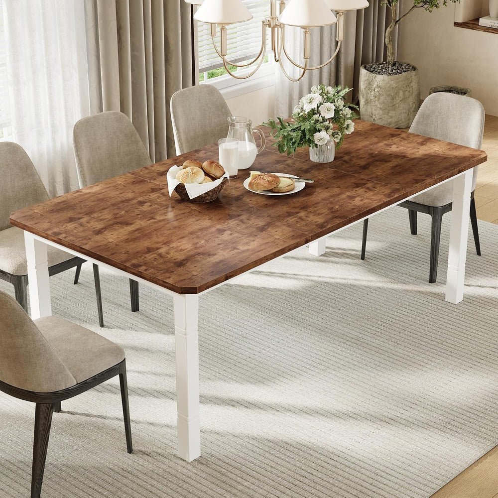 Garvee Large Dining Table for 6-8 People, 79" Wooden Kitchen Table