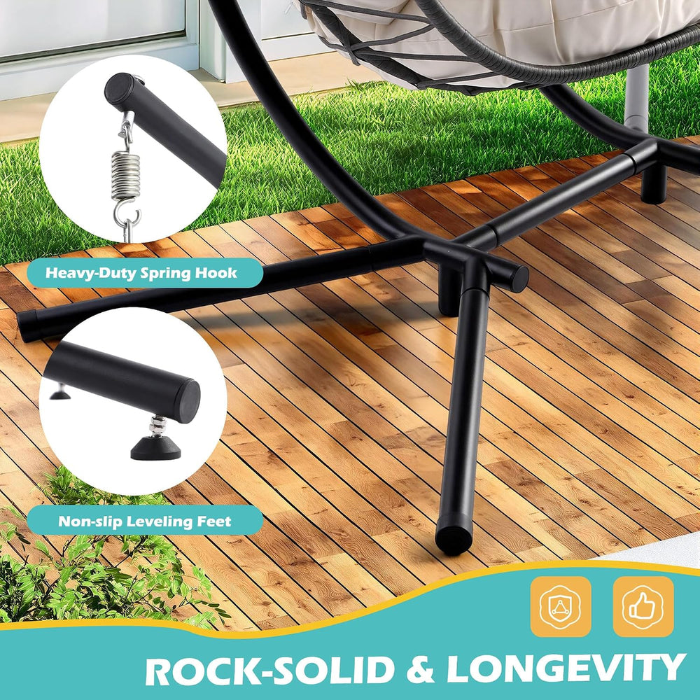 Double Egg Chair with Stand, Outdoor Hanging Swing Hammock Chair
