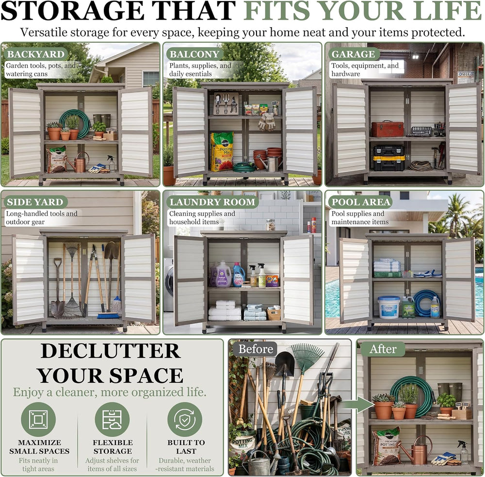Gowoodhut Outdoor Storage Cabinet with Shelve Garden Patio Tool Storage