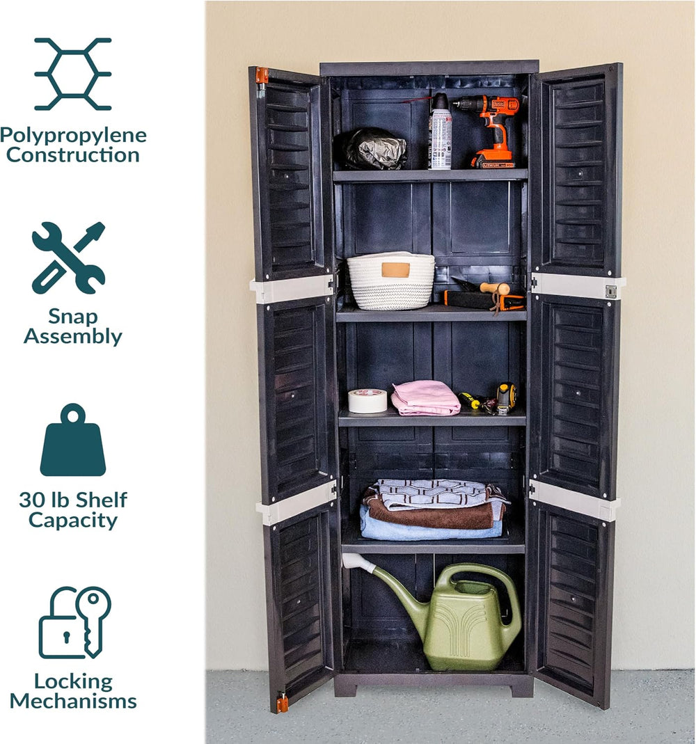 Sunnydaze 72" Garage Storage Cabinet with Locking Doors & Shelves, S...