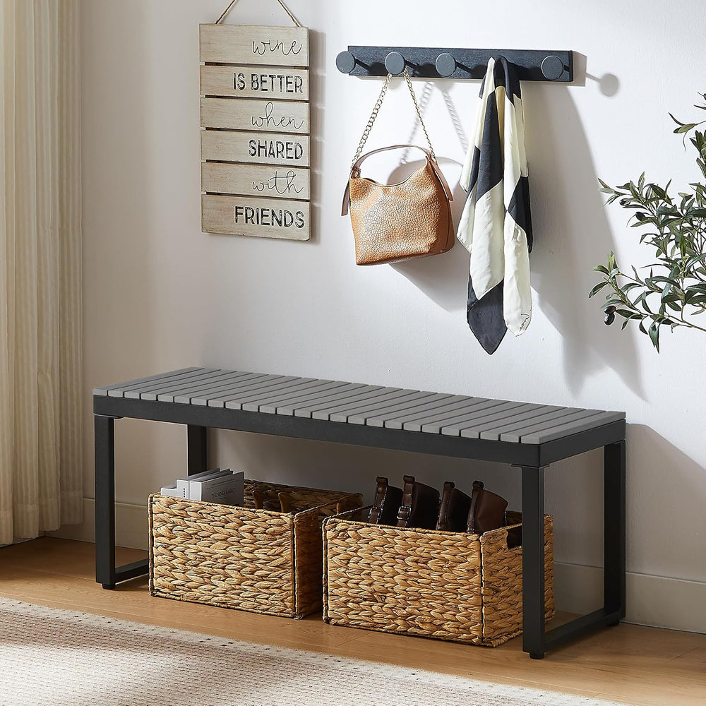 Weatherproof Outdoor Garden Bench, 2‑Person Patio Bench, Gray