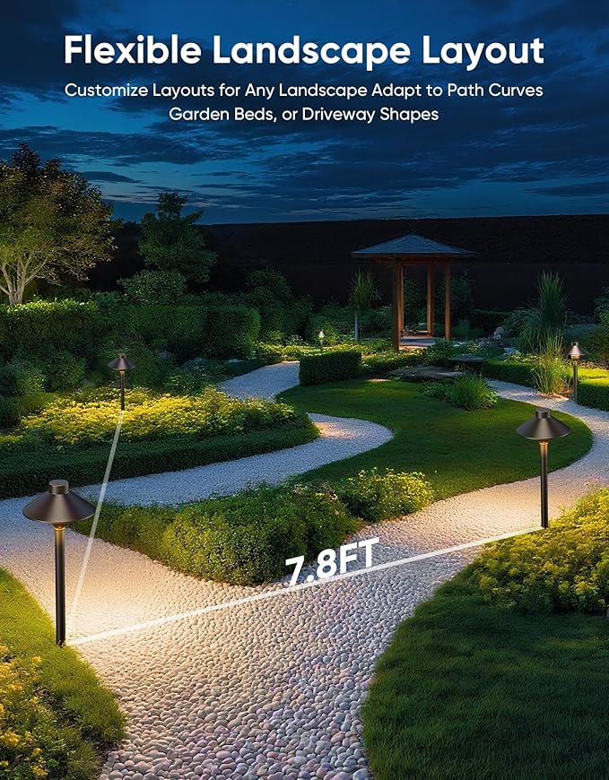 PARTPHONER Low Voltage Landscape Lighting 12-Pack, Aluminum 12V Pathway Light...