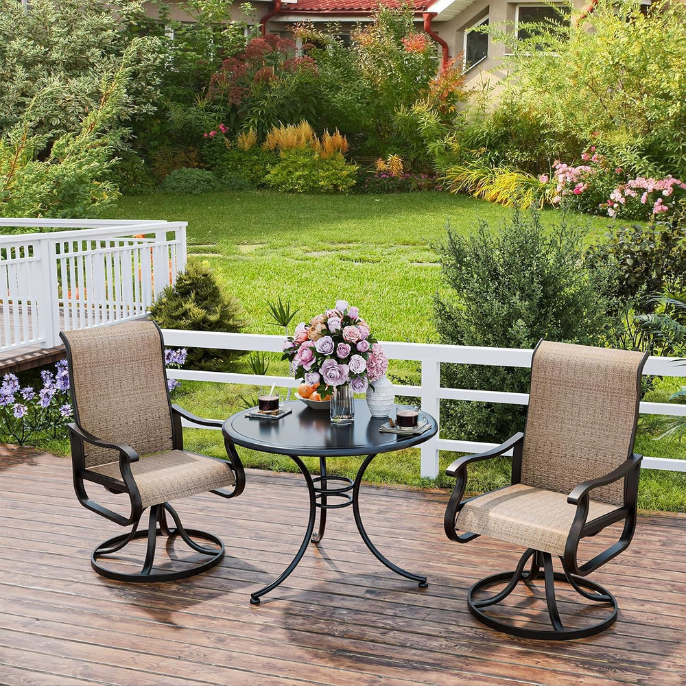 UDPATIO Patio Swivel Chairs Set of 2, Outdoor Dining Chairs High Back,Brown