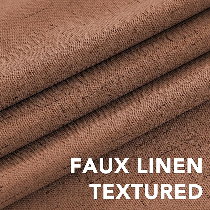 H.VERSAILTEX Linen Blackout Curtains Durable Thick Textured Linen Look 100% B...