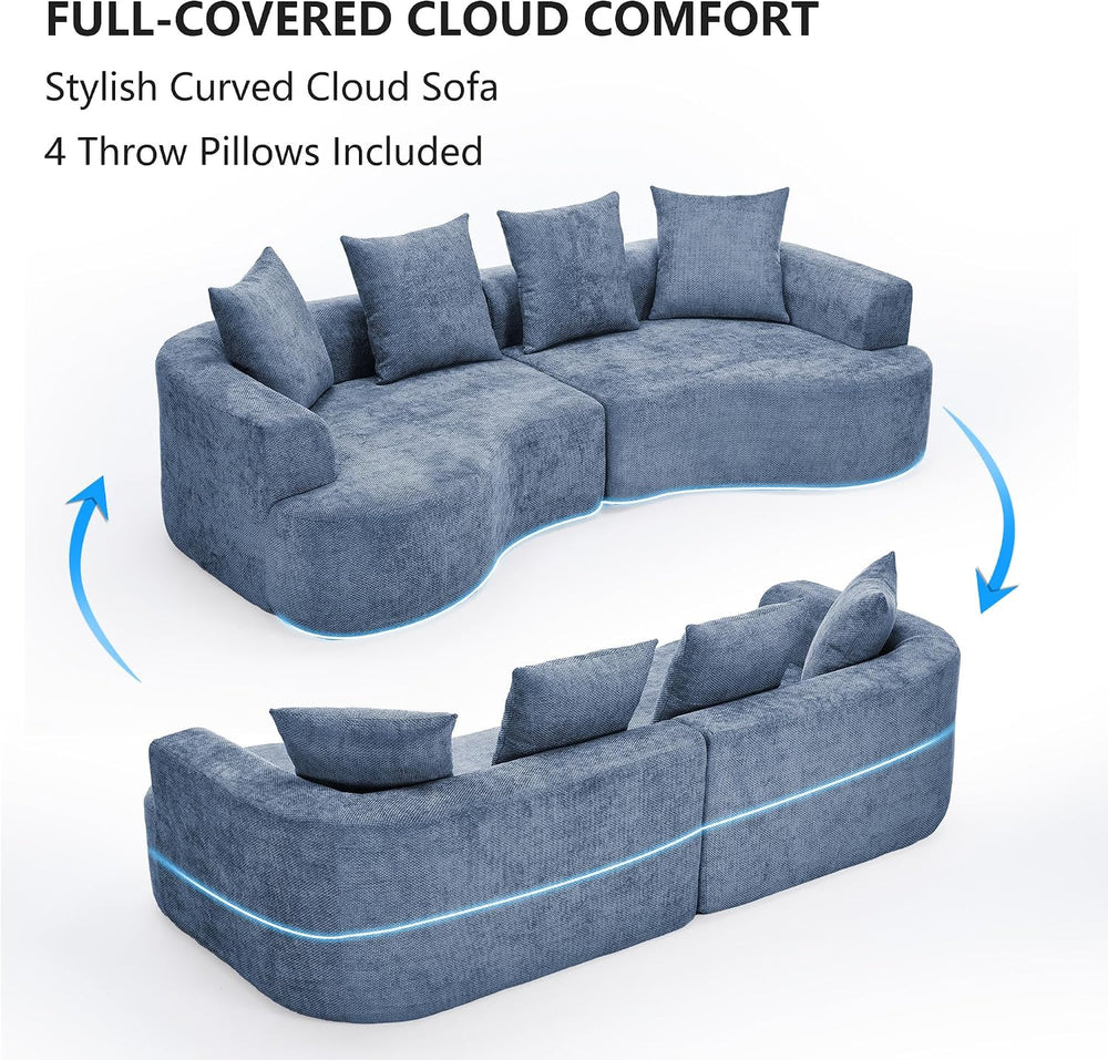 109” Curved Sectional Sofa, Modern Chenille Fabric Modular Couch