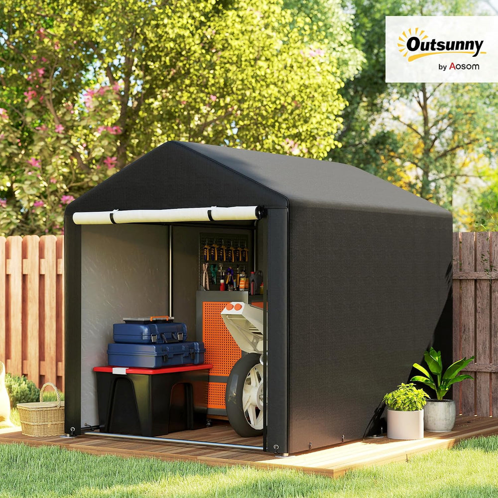Outsunny 5.2 x 7.2 ft Portable Storage Shed Heavy Duty Outdoor Shed, Black