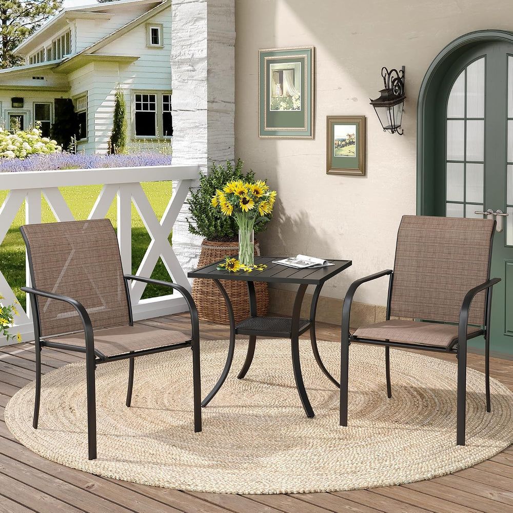 DIFY 3-Piece Outdoor Patio Bistro Dining Set, Black Small Square Dining Table...