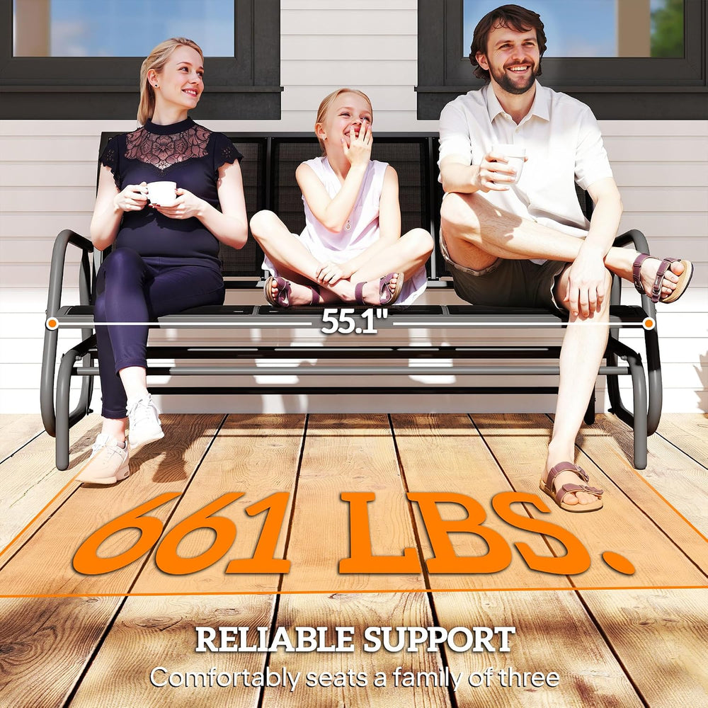 Outsunny 3-Person Patio Glider Bench Outside 3 Seats, Black
