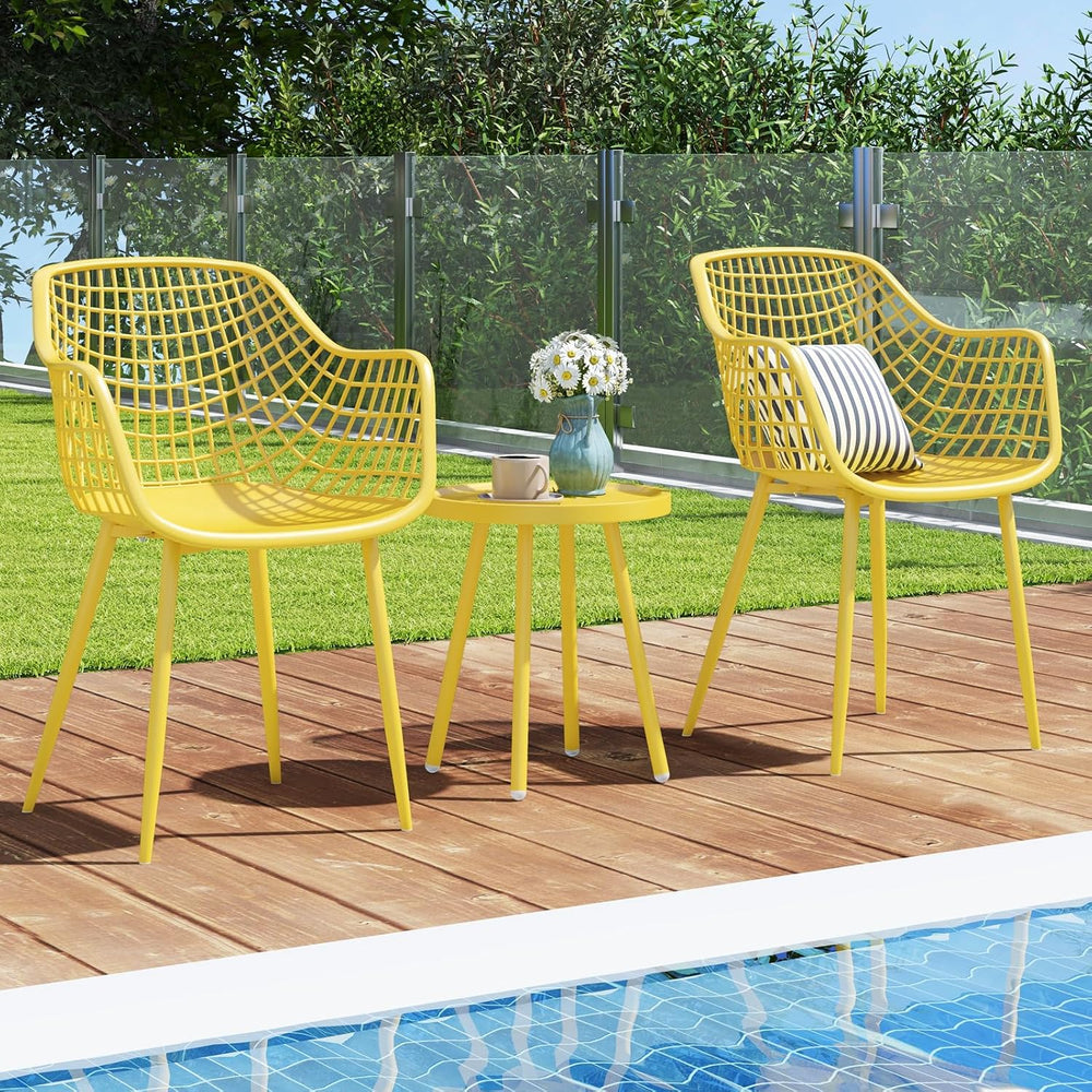Tangkula 3 Piece Patio Bistro Set, All Weather Heavy Duty Table and Chairs Se...