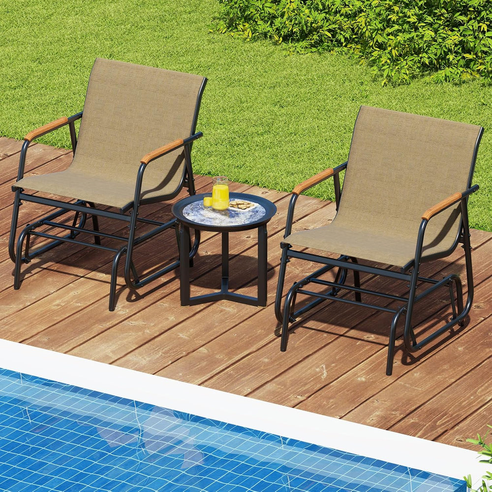 Tangkula Patio Glider Chair, Swing Gliding Armchair w/Curved Teak Armrests &a...