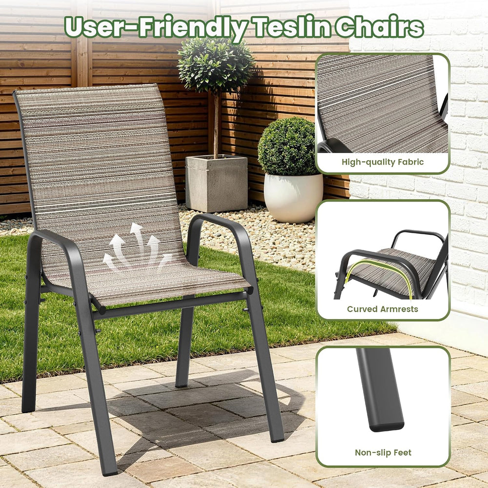 7 Pieces Outdoor Patio Furniture Set with 48" 55000 BTU Round Propane Fi...