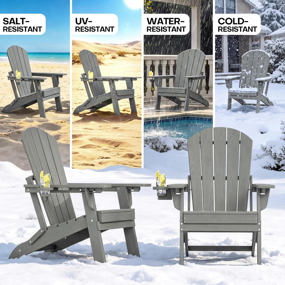 Plawdlik Folding Adjustable Adirondack Chair, Patio Chairs, Grey