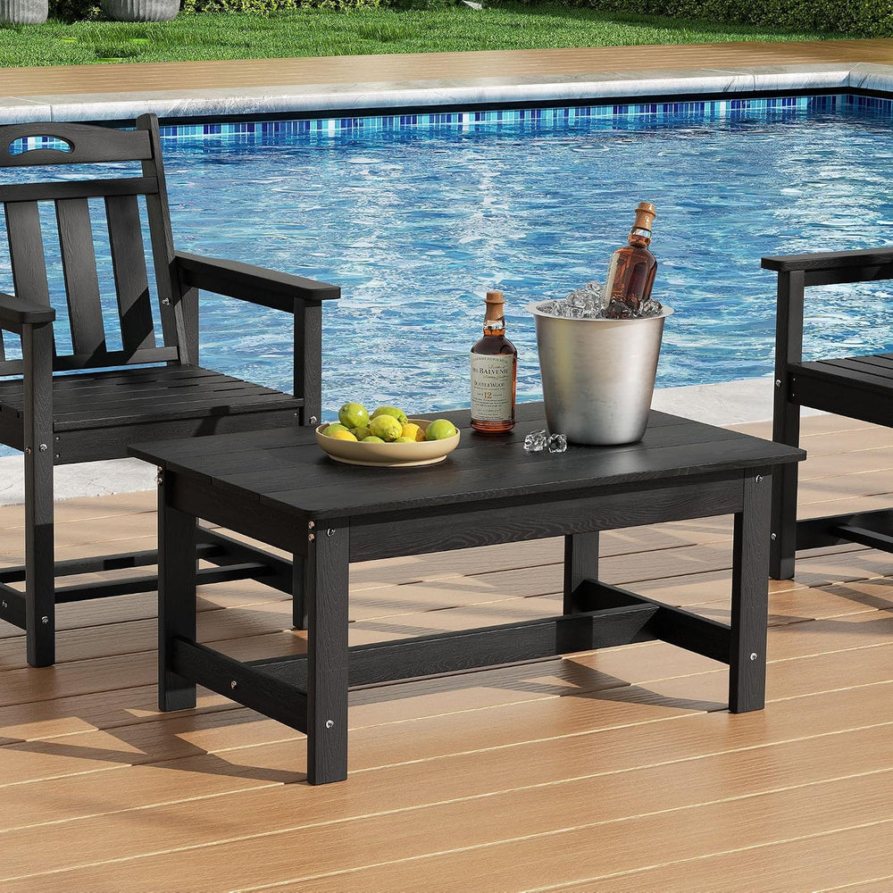HDPE Outdoor Coffee Table, Black