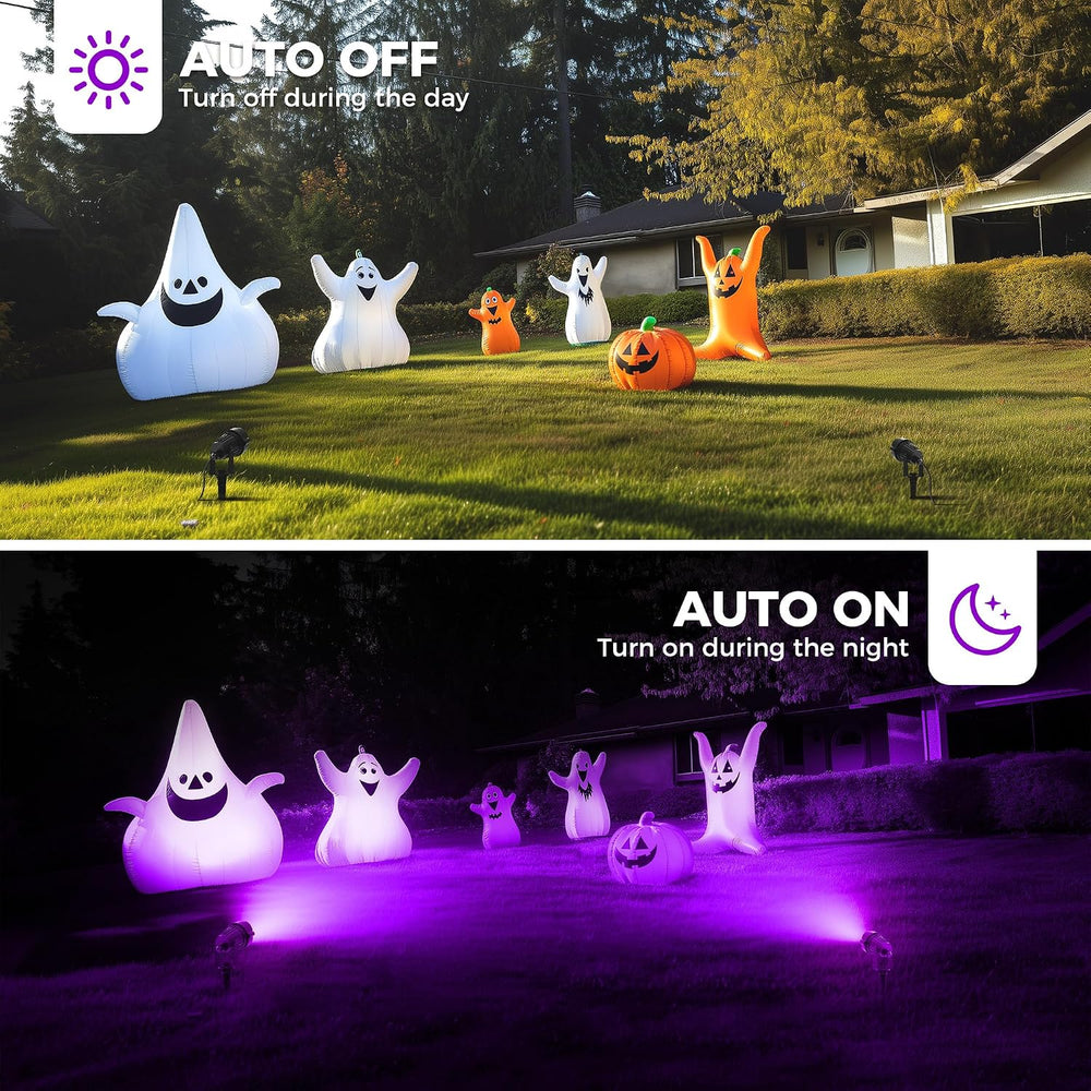 L LOHAS LED Halloween Purple Outdoor Lights Dusk to Dawn Spotlight Plug in