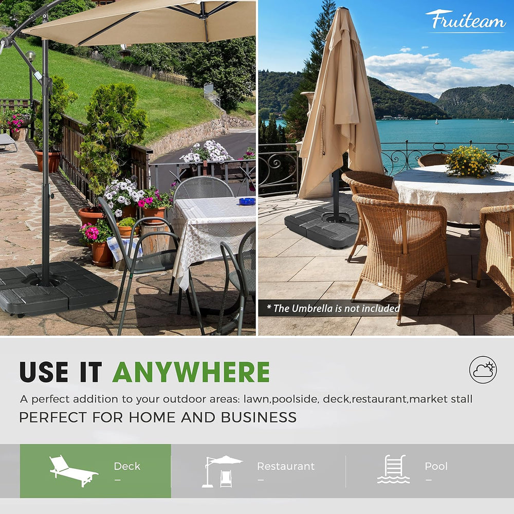 FRUITEAM 4Pcs Patio Umbrella Base Heavy Duty, 190lb Capacity Heavy Cantilever...