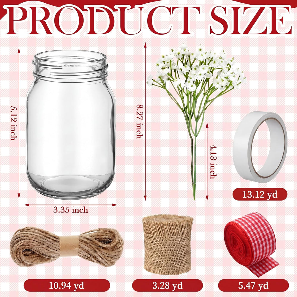 Daifunli 6 Set Picnic Party Centerpieces for Table Mason Jar Table Decor