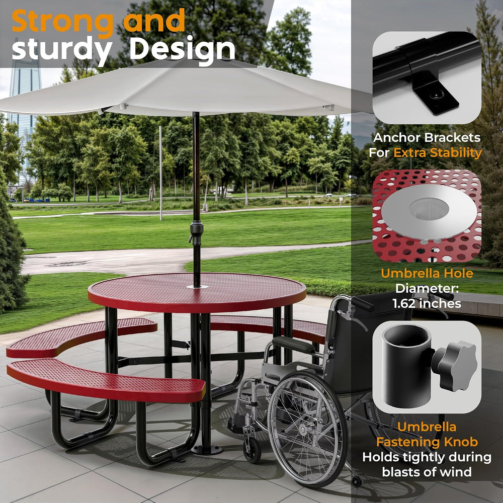 Outdoor Commercial Round Metal Picnic Table