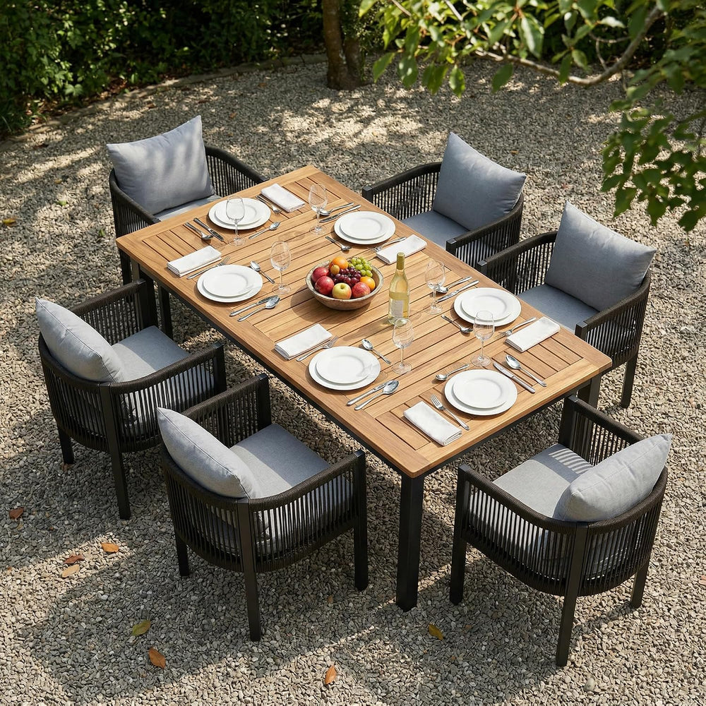 Outdoor Dining Chairs Set of 6, Rope Rattan Outdoor Chairs, All Weather Patio...