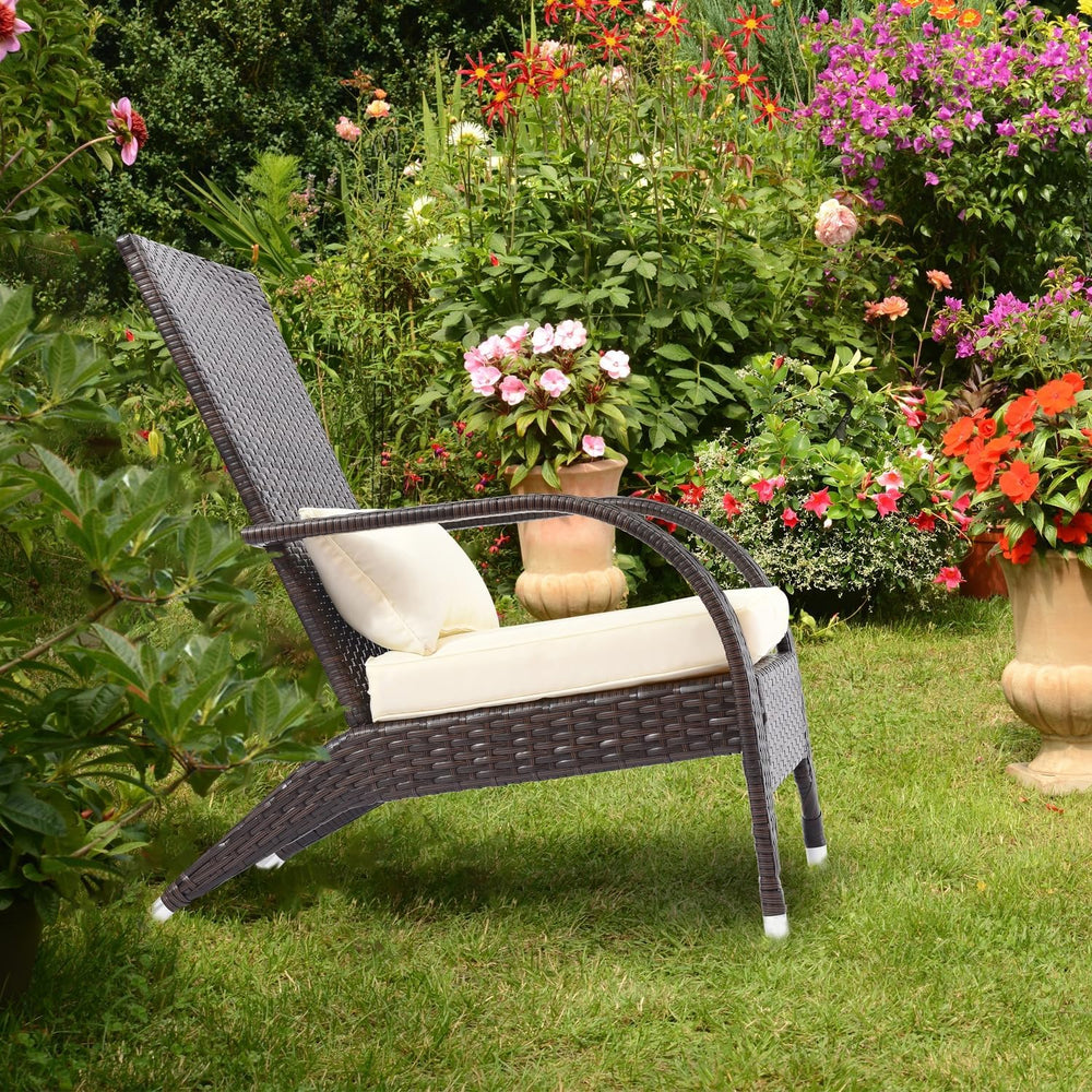 Adirondack Chairs Set 2 Outdoor Wicker Rattan Fire Pit Chairs Oversized Comfy...