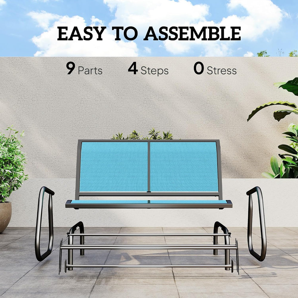 Outsunny 2-Person Outdoor Glider Bench with Steel Frame, Blue