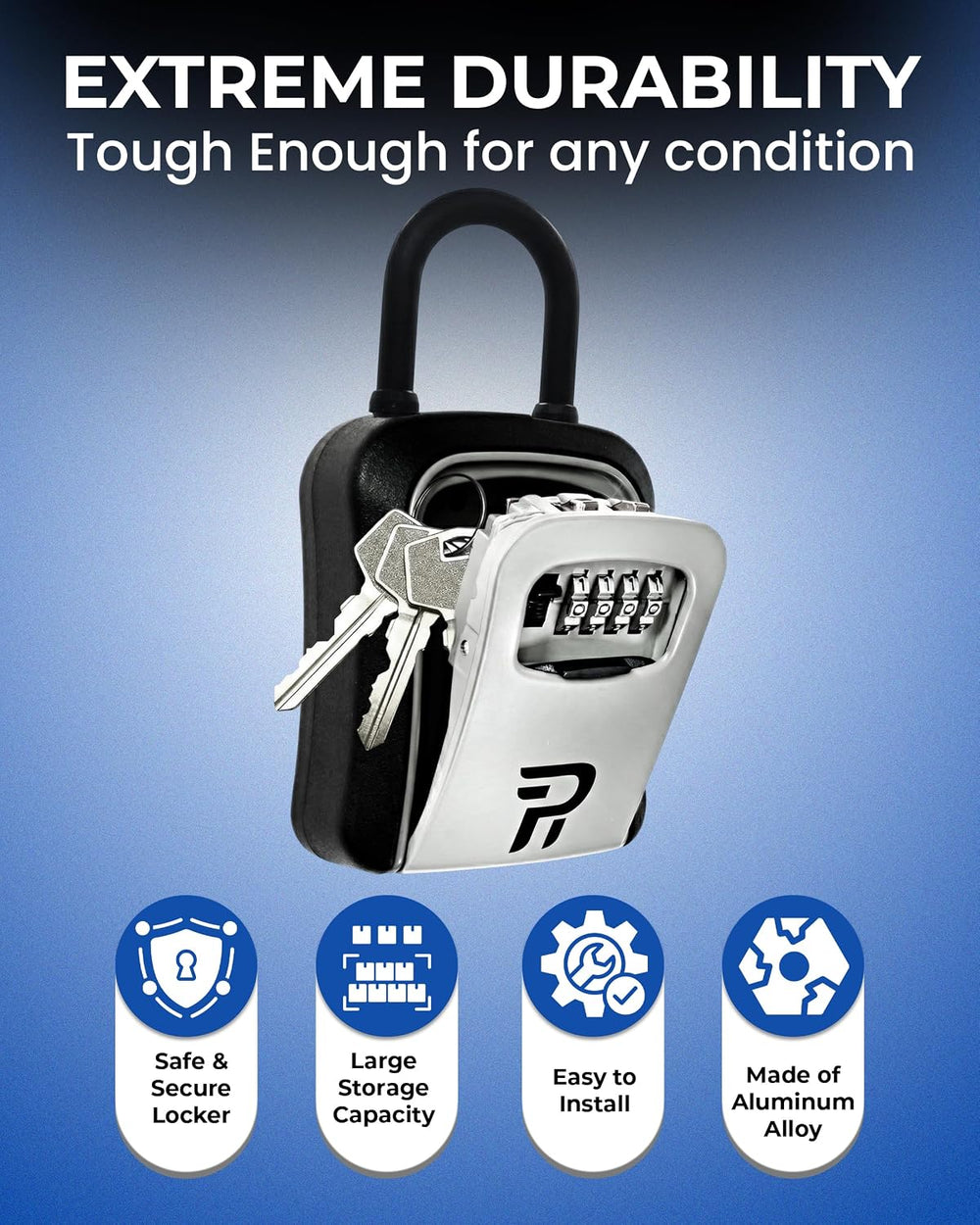 Rudy Run Key Lock Box for Outside – Large Outdoor Lockbox for Keys with Code,...