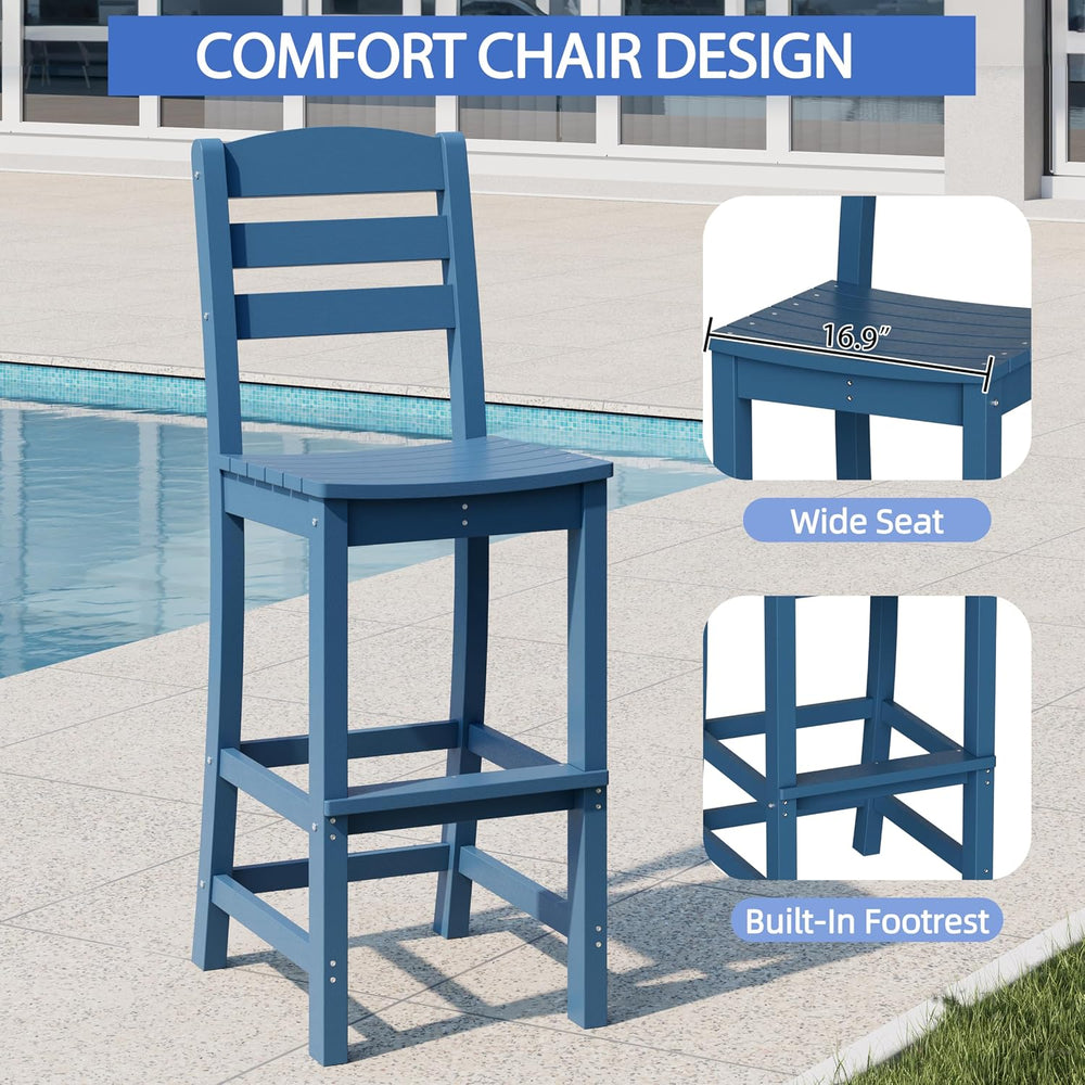 Shintenchi 3 Pieces Outdoor High Top Bar Set, 1 Patio High Top Round Table an...