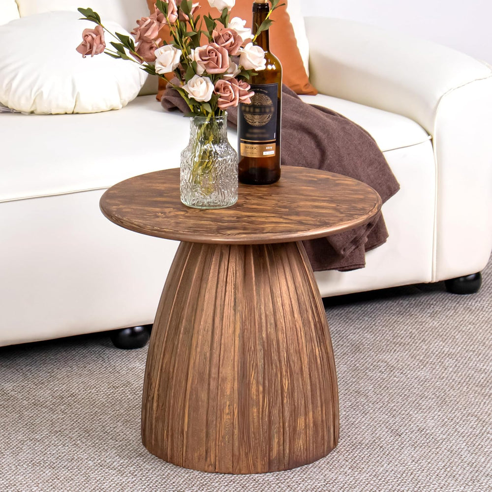 Round Small Patio Side Table Set of 2, Patio Furniture Accent End Table, Meta...