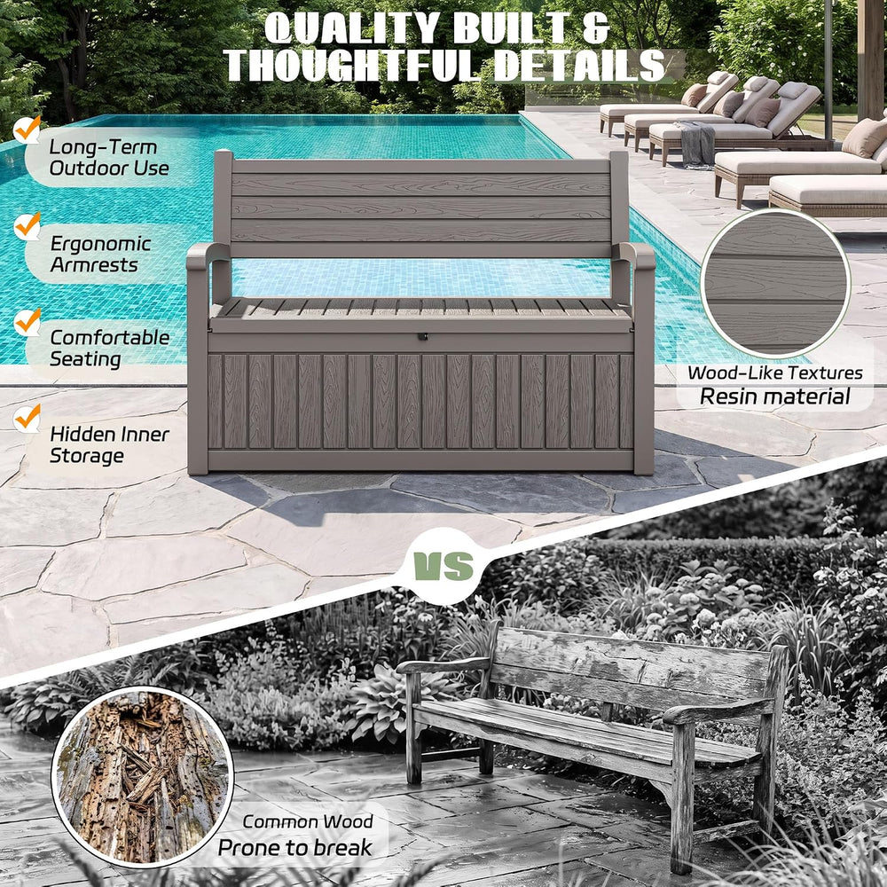 Fancyango Outside Outdoor Storage Box, Outdoor Patio Storage Bin, Deck Box