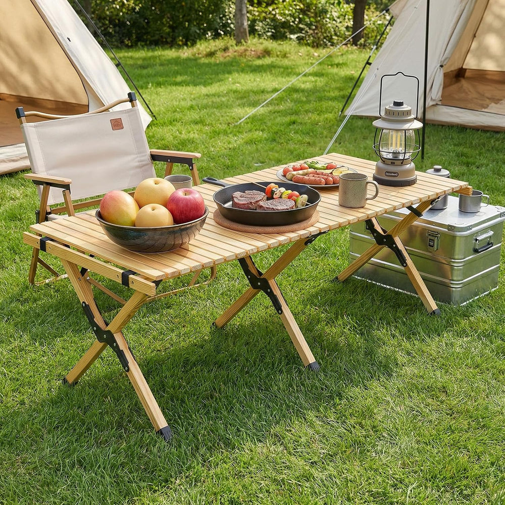 COSTWAY Folding Picnic Table, Portable 4ft Roll Up Camping Table