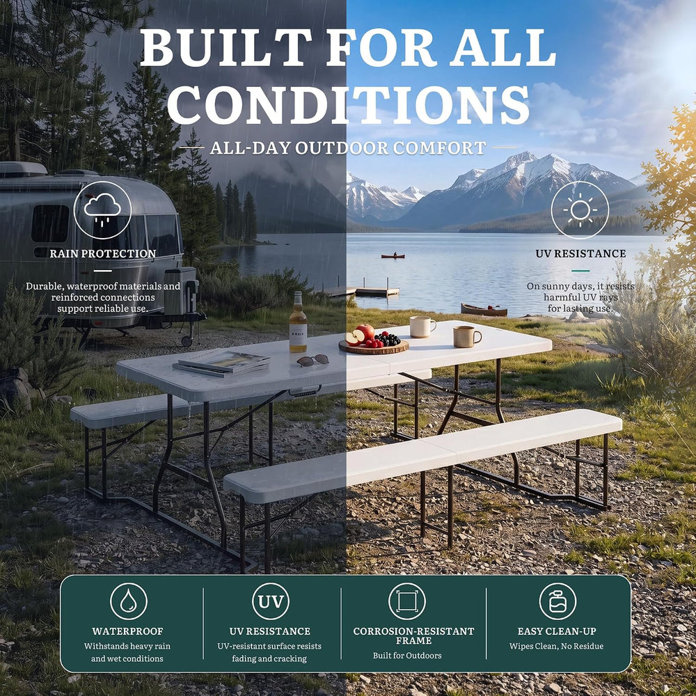YITAHOME 6ft Folding Picnic Table with Benches