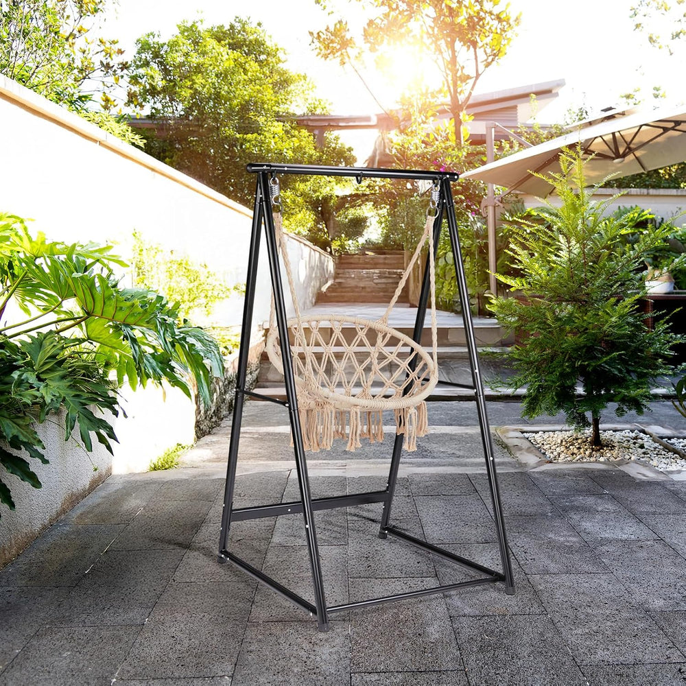 Outdoor Hammock Chair Stand, Heavy Duty A-Frame Metal Swing Stand with Powder...