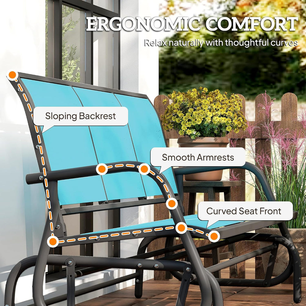 Outsunny 3-Person Patio Glider Bench Outside 3 Seats Blue