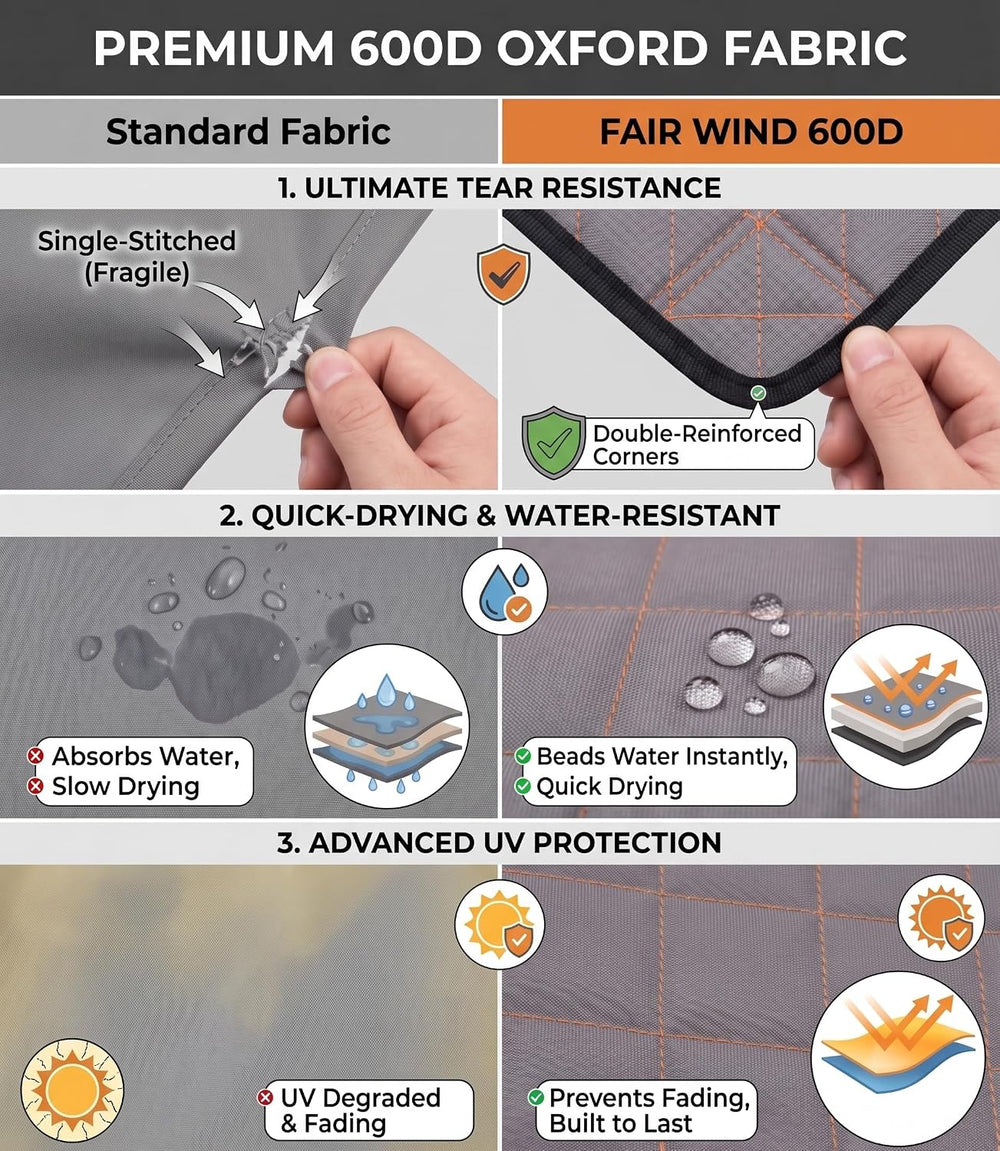 FAIR WIND 2-Pack Padded Oversized Camping Chairs with Lumbar Support