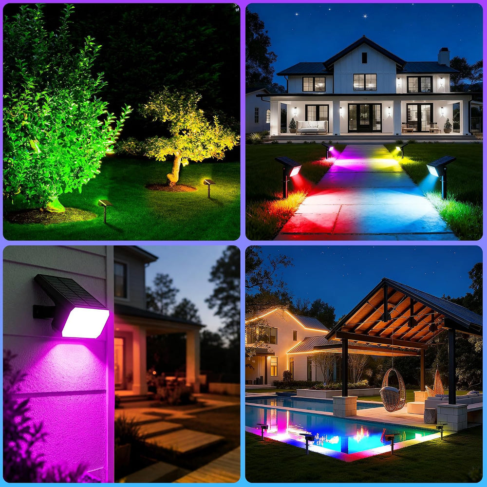 Halloween Solar Spot Lights Outdoor Waterproof, 10 Pack, 28 LED RGB