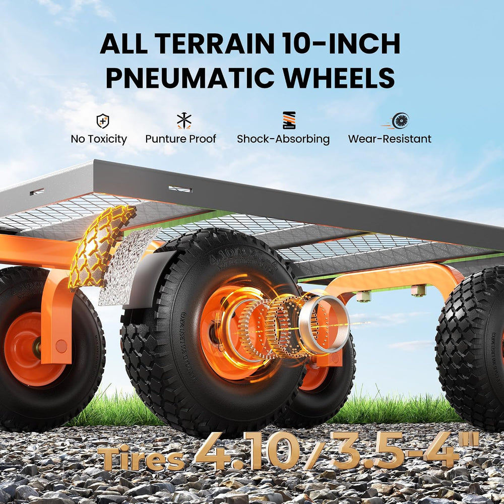 Etoolab Steel Garden Cart 1000 Lbs Capacity with 10" All Terrain Tires