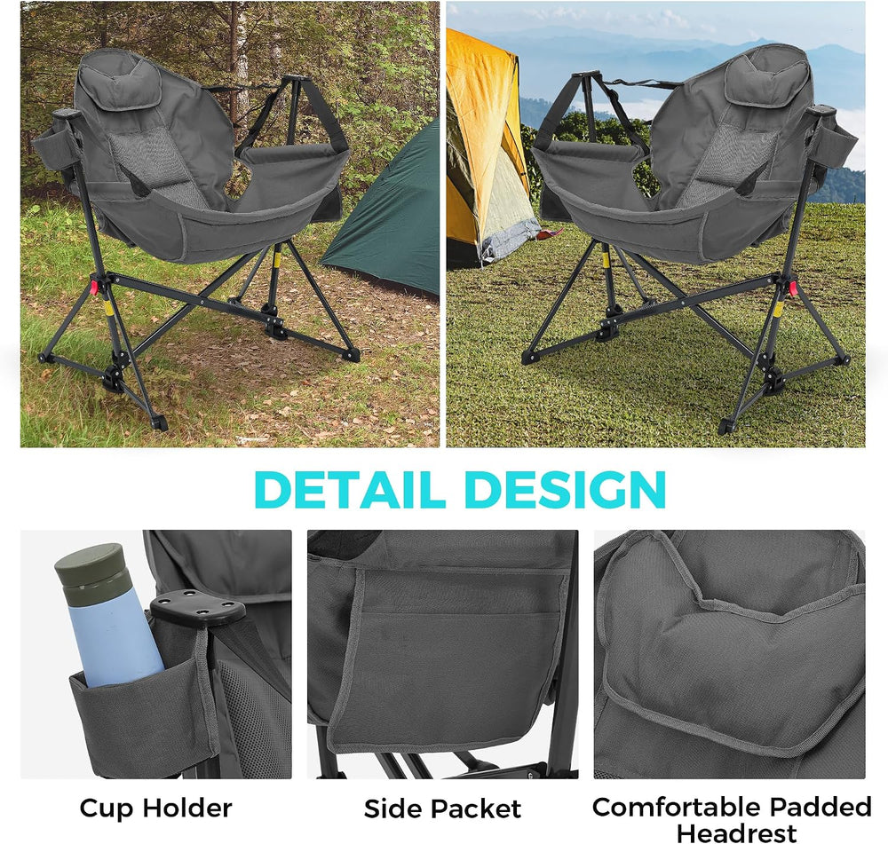 Hammock Camping Chair, Foldable Portable Rocking Chairs for Adults Outside Sw...