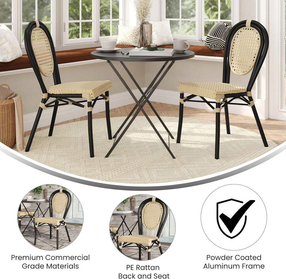 Flash Furniture Aluminum Indoor/Outdoor Stackable Chair, Natural, 2-Pack