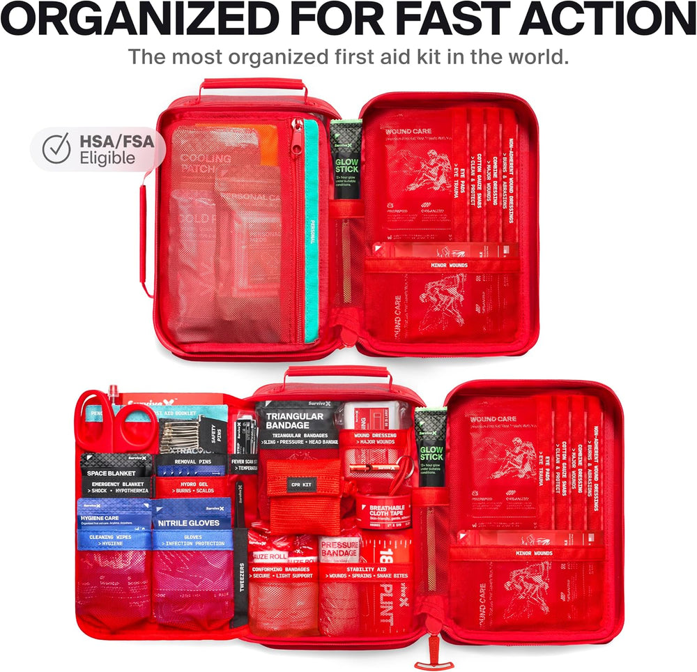 SurviveX Waterproof First Aid Kit, Emergency Kit for 3-4 People