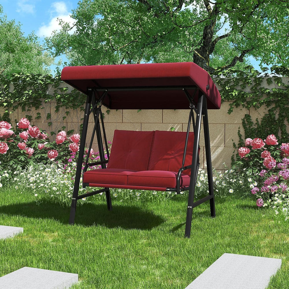 AECOJOY 2-Seat Outdoor Patio Swing Chair with Adjustable Canopy, Porch Swings...