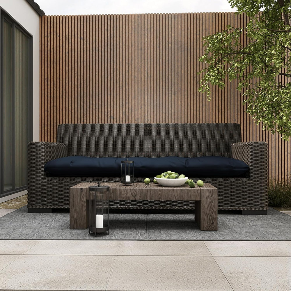 Outdoor Bench Cushion 44x22x4 Inch with Ties Loveseat Pads, Dark Blue