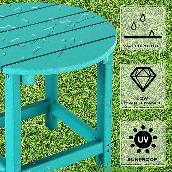 LZRS Round Adirondack Patio Side Table End Table, Outdoor Side Tables for Pat...