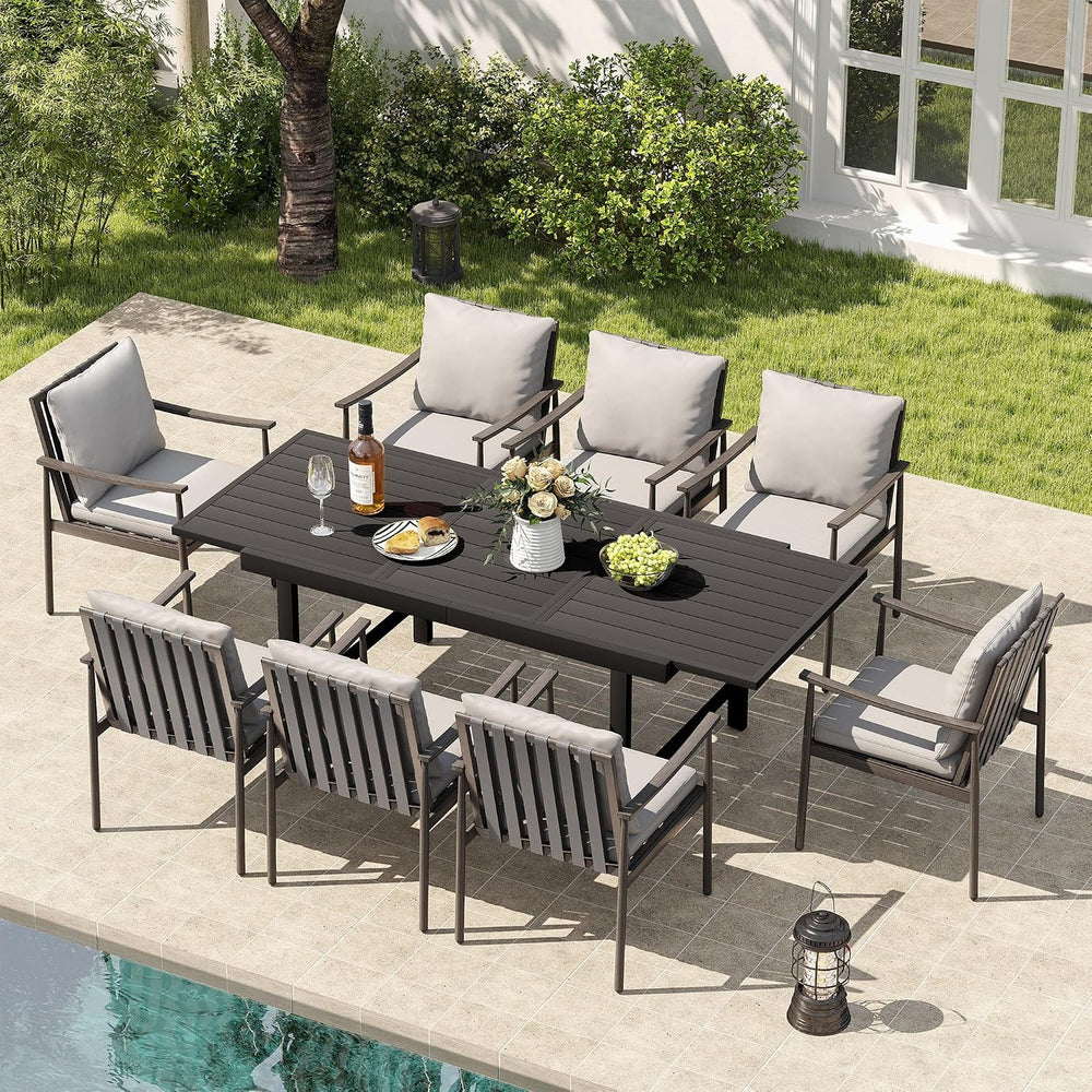 HAPPATIO 9-Piece Aluminum Patio Dining Set,Aluminum Outdoor Dining Set with C...