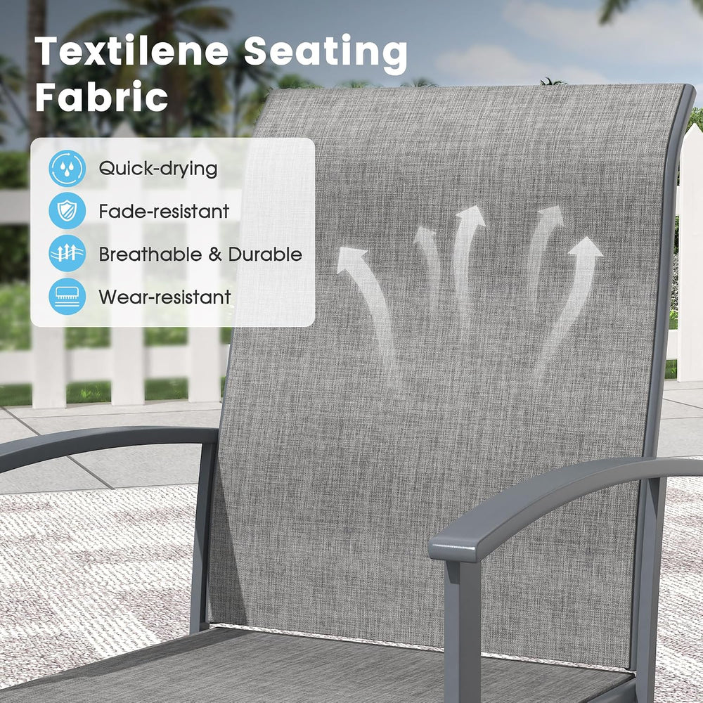 9PCS Outdoor Dining Set, 60" Round Table and 8 Swivel Chairs, Grey