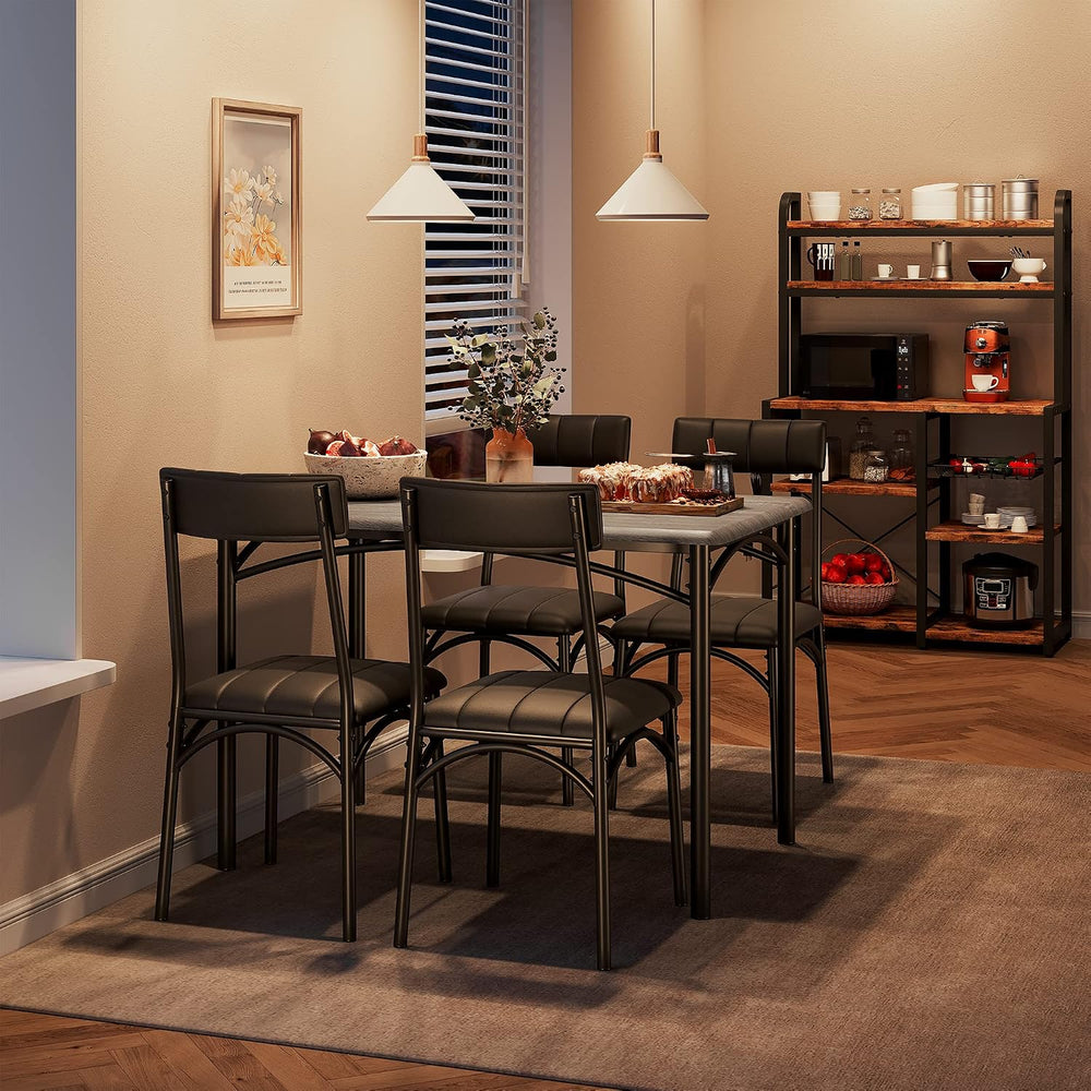 Garvee Farmhouse Dining Table Set for 4, Small Kitchen Table with 4 Upholster...