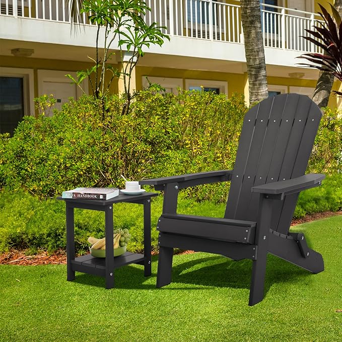 Double Adirondack Side Table Weather Resistant, Outdoor Rectangular End Table...