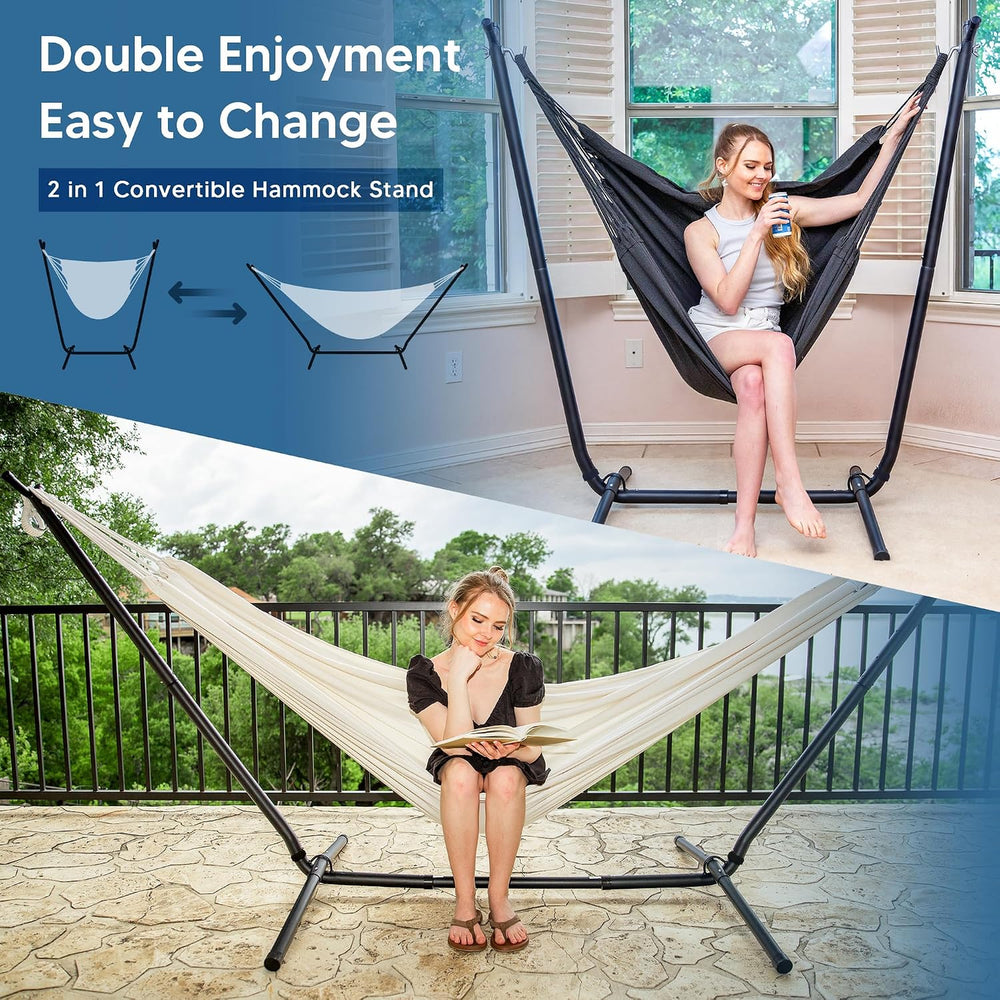 SUNCREAT 2-in-1 Hammocks Convertible Portable Hammock with Stand, Natural
