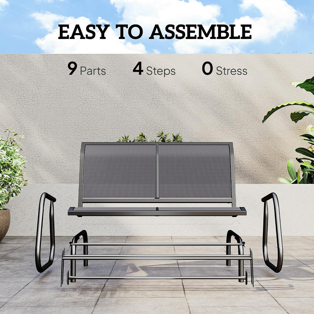 Outsunny 2-Person Outdoor Glider Bench with Steel Frame, Gray
