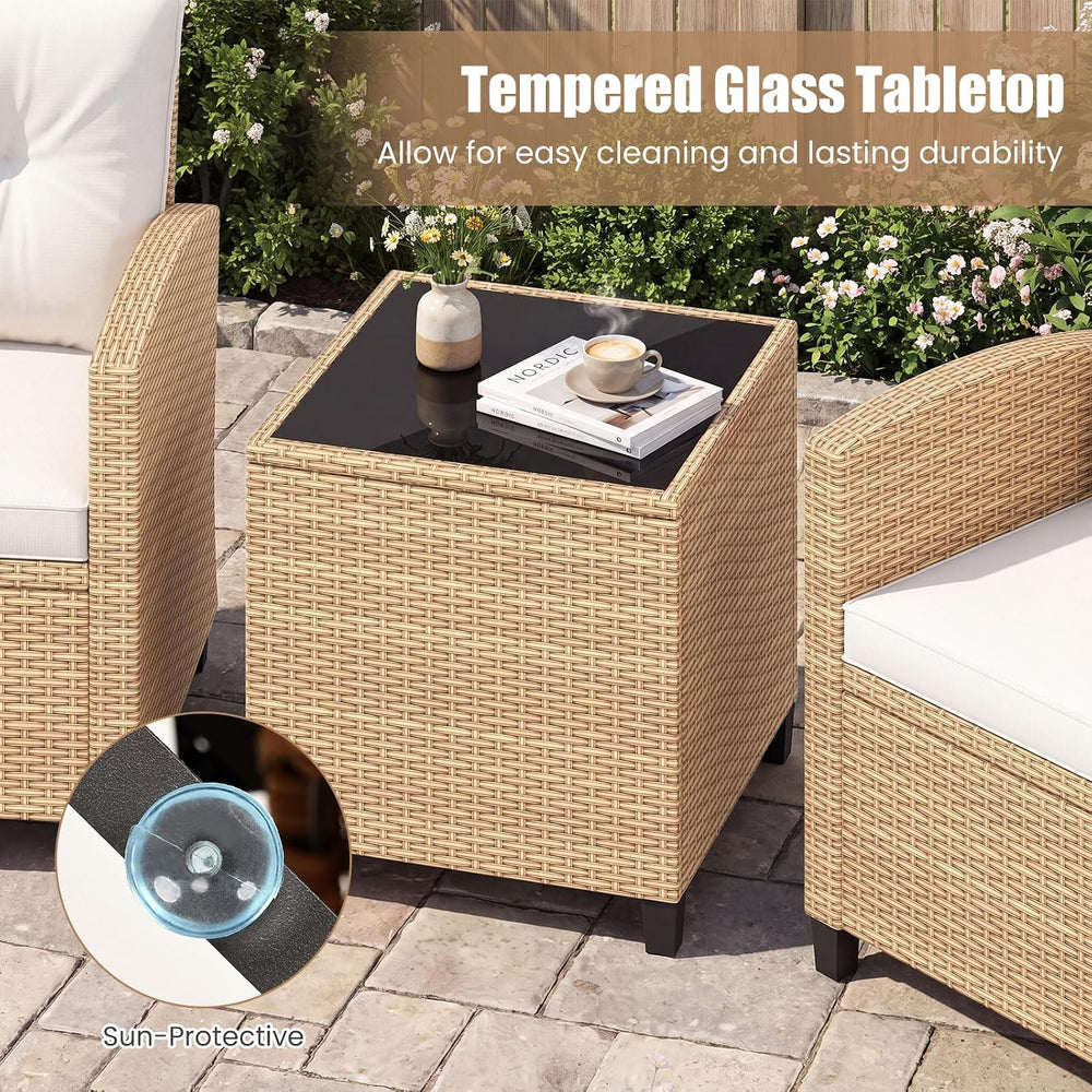 Tangkula 3 Pieces Patio Furniture Set, PE Rattan Wicker 3 Pcs Outdoor Sofa Se...