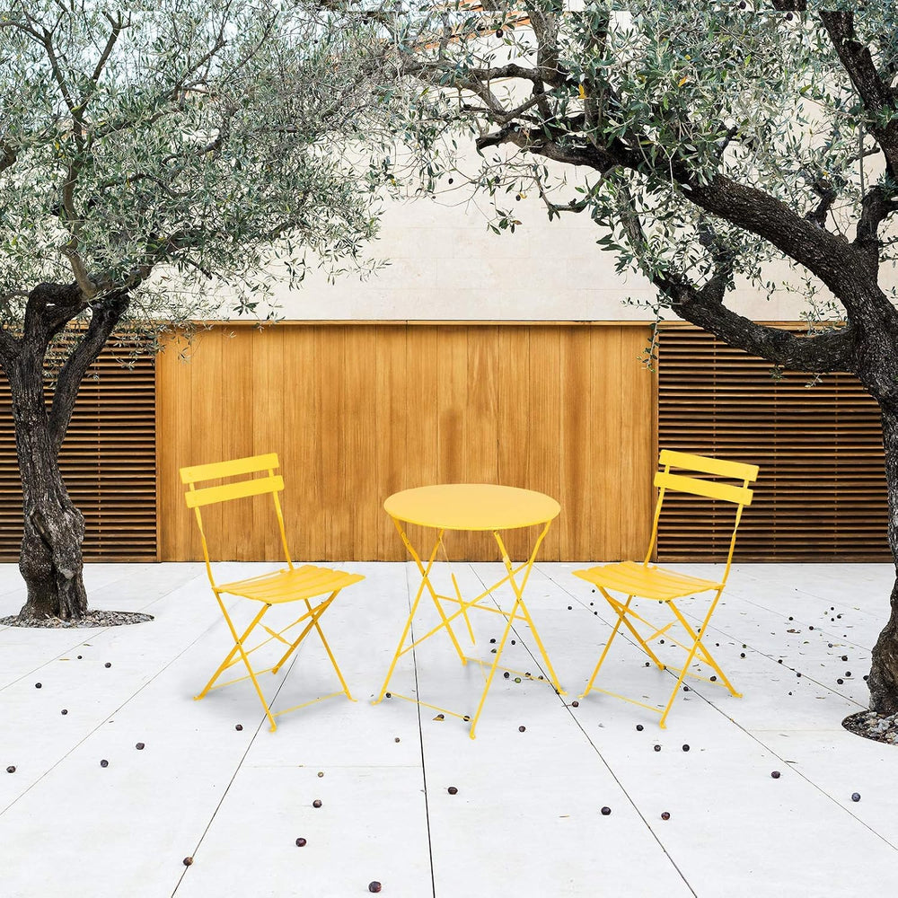 Grand Patio 3 Piece Folding Patio Bistro Set for Outdoor Balcony, Yellow