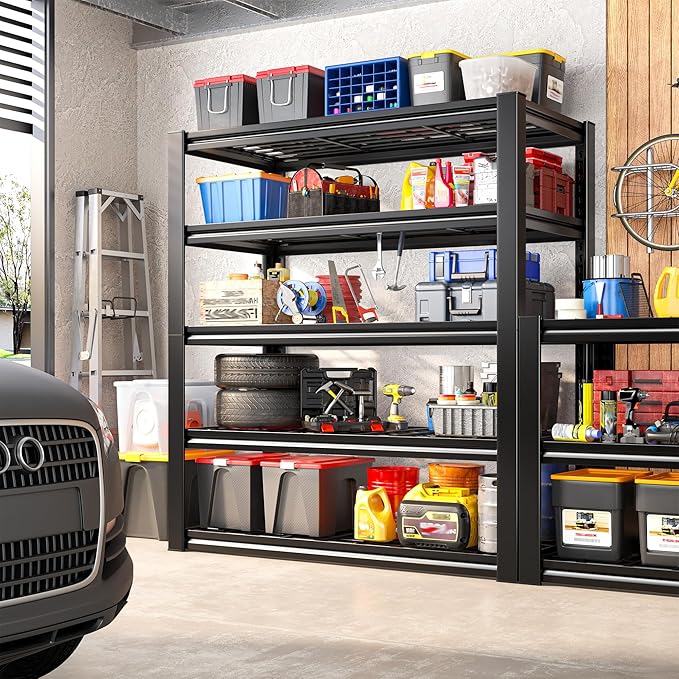 REIBII Garage Shelving 3200LBS, 5-Tier Storage Shelves, Adjustable Industrial...